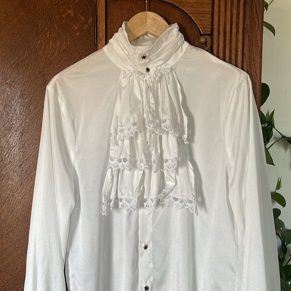 Renaissance Gothic Button Down Shirt Neck Scarf - image 3
